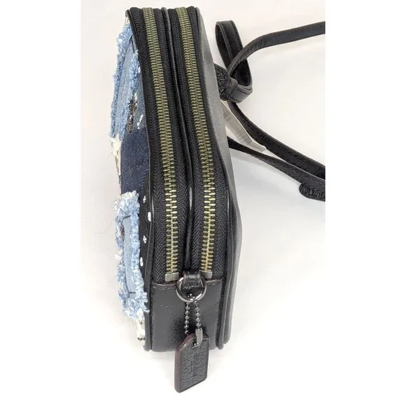 Coach Crossbody Clutch Bag In Canyon Quilt Denim Patchwork Leather NWT - Picture 3 of 8